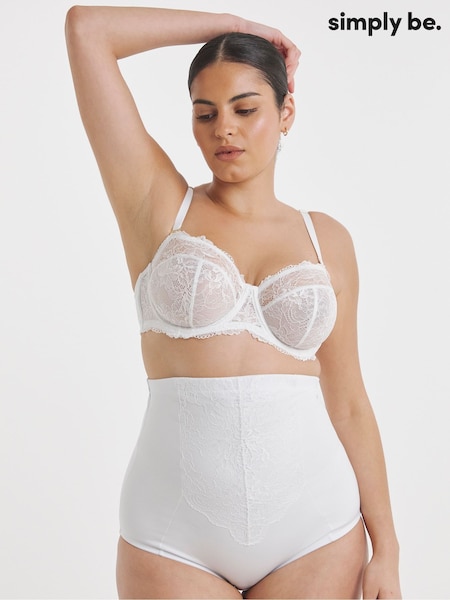 Simply Be White Magisculpt Ella Lace Waist Nipper Firm Control Briefs (W82457) | €33