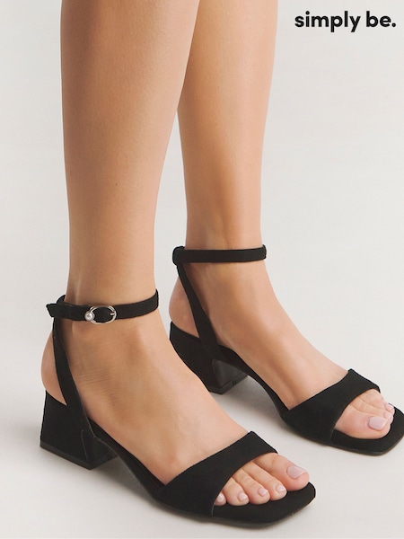 Simply Be Black Barely There On Low Block Heel Sandals (W82465) | €45
