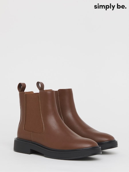 Simply Be Brown Wide Fit Classic Chelsea Boots (W82467) | AED210
