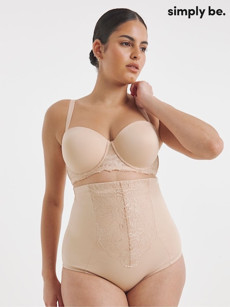 Simply Be Pink Magisculpt Ella Lace Waist Nipper Firm Control Briefs (W82469) | €33