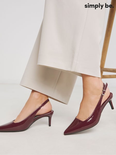 Simply Be Red Wide Fit Kitten Heels Slingback Shoes (W82470) | € 45