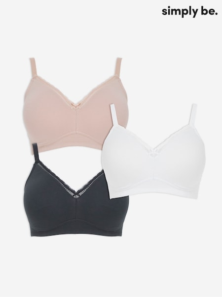 Simply Be Black Claire Moulded Full Cup Non Wired Bras 3 Pack (W82475) | €37