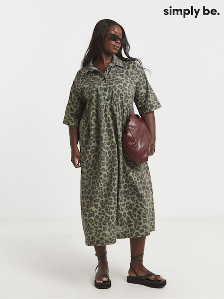 Simply Be Leopard Print Shirt Dress With Pockets (W82477) | 313 LEI