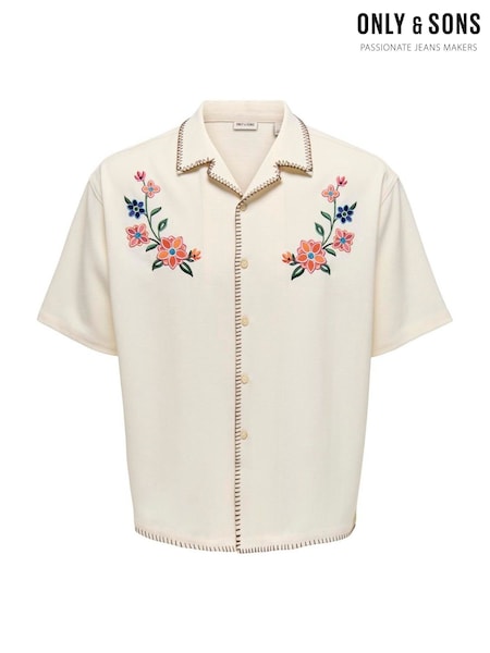 Only & Sons White Floral Print Resort Shirt (W82537) | €60