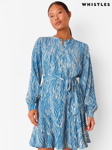 Whistles Petite Zebra Print Flippy Mini Dress (W82647) | R$ 1.275