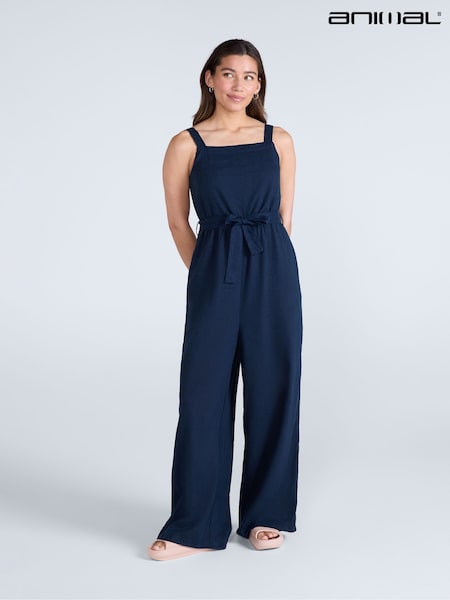 Animal Blue Womens Becca Linen Jumpsuit (W82653) | R$ 525