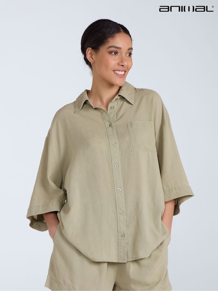 Animal Green Womens Nova Linen Shirt (W82656) | €53