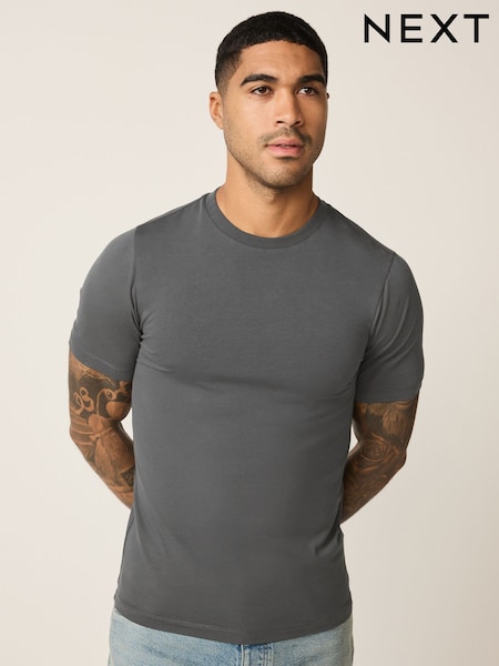Grey Muscle Fit Essential Crew Neck T-Shirt (W82668) | AED44
