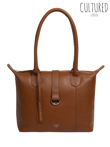 Cultured London Uma Leather Brown Tote Bag (W82915) | R$ 485