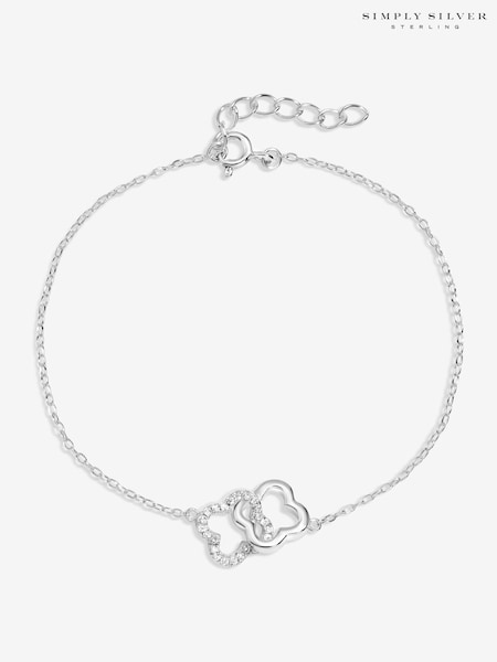 Simply Silver Silver Tone Pave Interlink Clover Bracelet (W82959) | €32