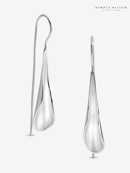 Simply Silver Silver Tone Curved Fishook Drop Earrings (W82961) | €51