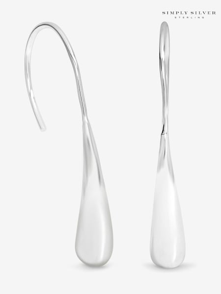 Simply Silver Silver Tone Fluid Fishook Drop Earrings (W82963) | €51