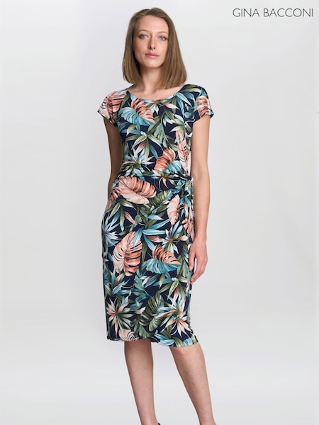 Gina Bacconi Marley Floral Print Black Dress (W82981) | €154