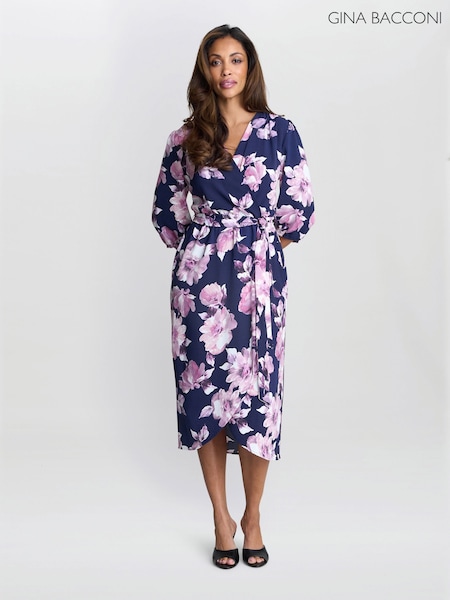 Gina Bacconi Blue Keeley Floral Print Dress (W82988) | €179