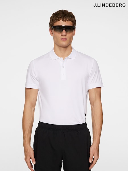 J.Lindeberg White Tennis Leroy Polo Shirt (W83074) | €107