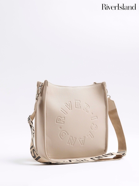 River Island Beige Logo Messenger Bag (W83142) | R$ 335