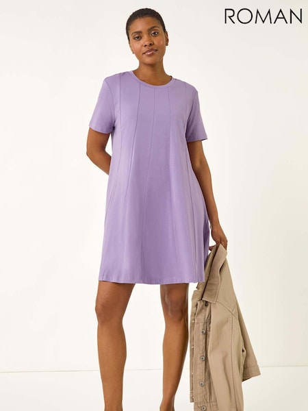 Roman Purple Cotton Panelled Swing Stretch Dress (W83149) | €53
