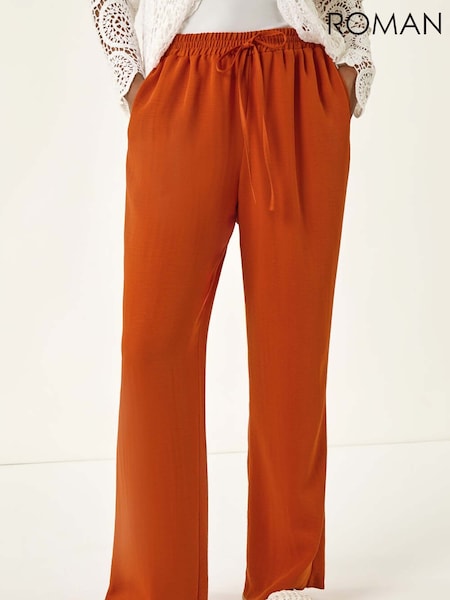 Roman Orange Elastic Waist Wide Leg Pocket Trousers (W83155) | €40