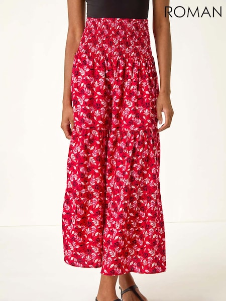 Roman Red Abstract Print Shirred Multiway Skirt (W83157) | €53