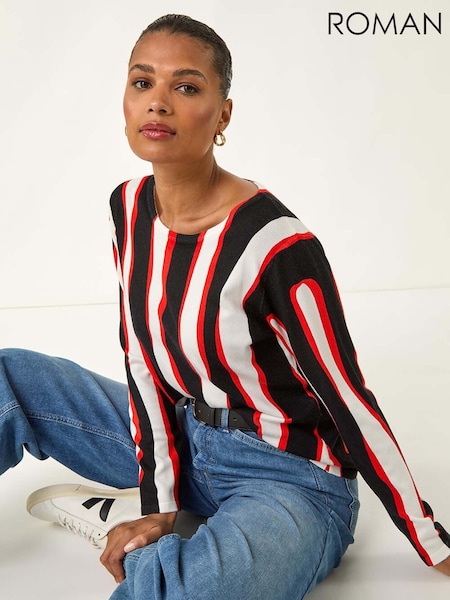 Roman Black Wave Print Knit Jumper (W83169) | €40