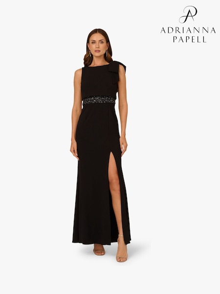 Adrianna Papell Crepe Popover Bead Black Gown (W83212) | 15,561 UAH