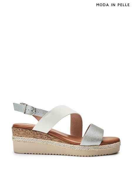 Moda in Pelle Joani Cross Strap Upper Sling Back White Sandals (W83219) | R$ 780