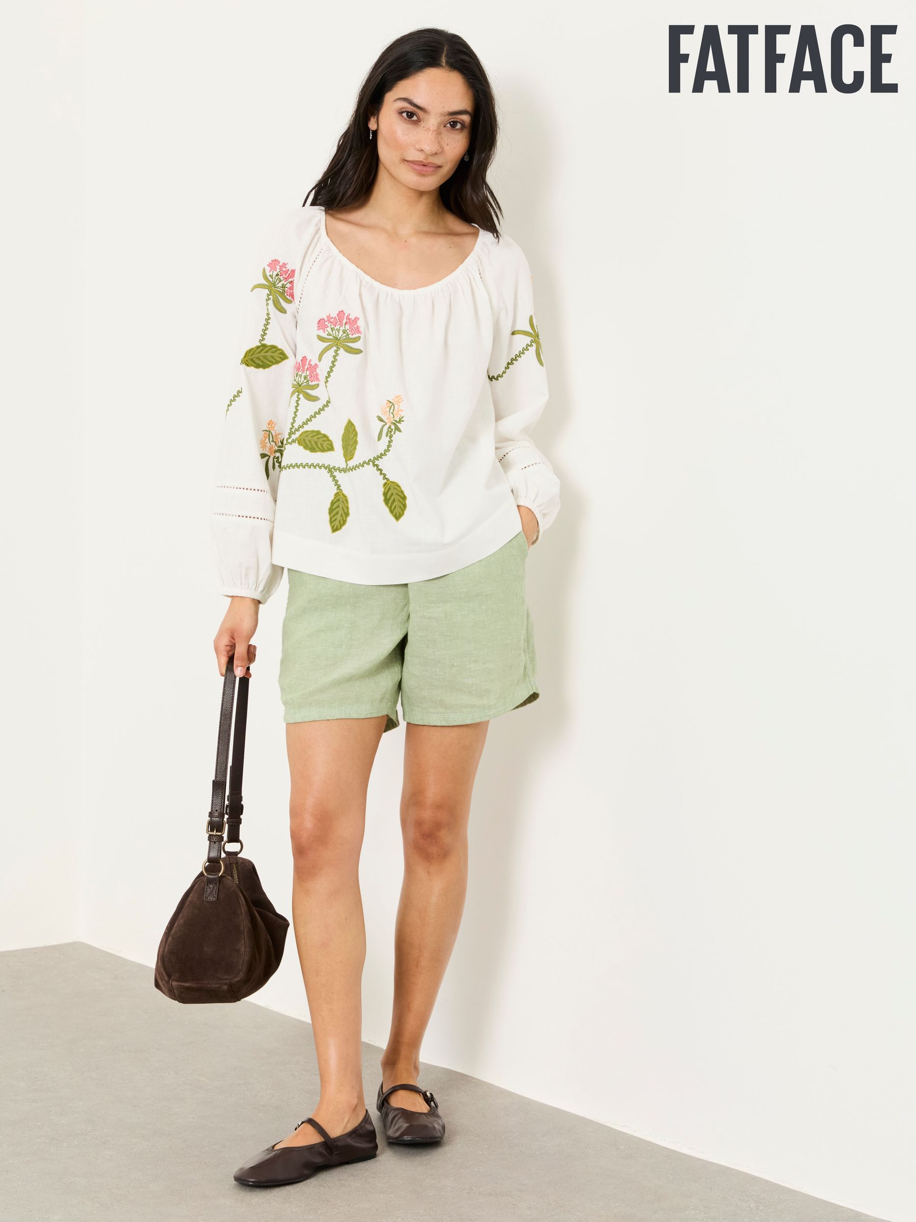 Women's Cream Curve Holiday Puff Sleeve Tops | Next Oman