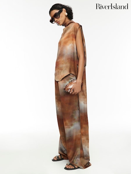 River Island Brown Ombre Train Tunic Top (W83374) | €114