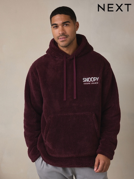 أحمر عنابي - Snoopy Borg Fleece Hoodie (W83392) | ‏178 ر.ق.