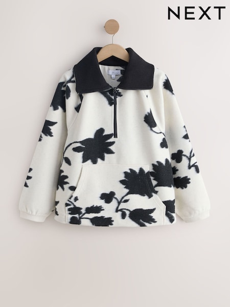 Black/White Floral Half Zip Fleece (W83444) | 329 SAR