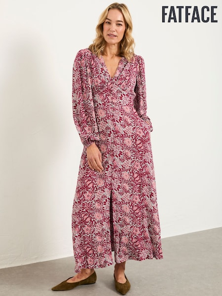 Plum Purple Spriggy Ditsy - FatFace Midi Dress (W83557) | 514 LEI