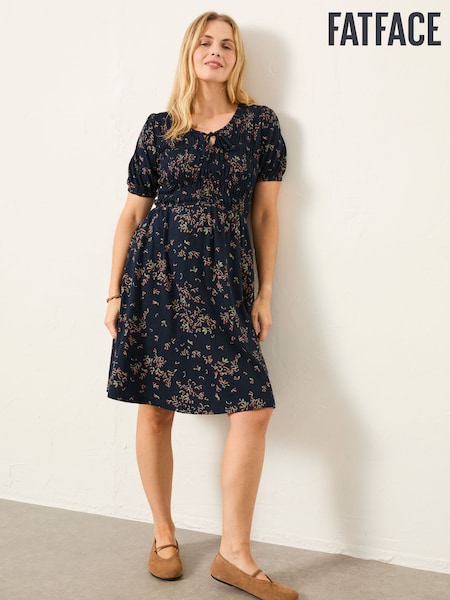 FatFace Nora Navy Cherries Petite Jersey Dress (W83563) | SGD 96