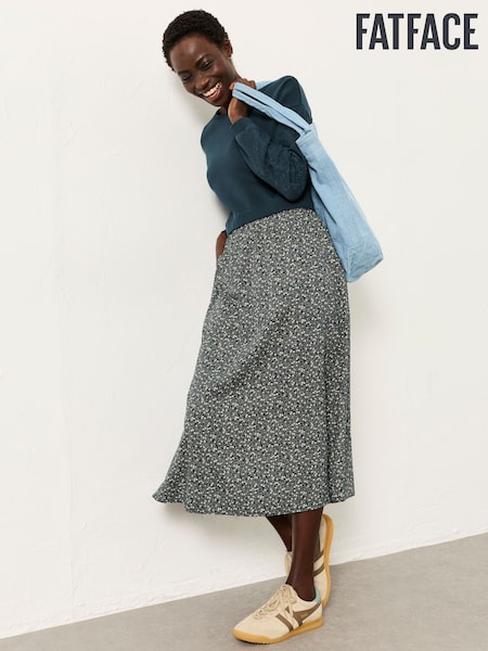 FatFace Nia Blue Ditsy Petite 2in1 Midi Dress (W83565) | €111