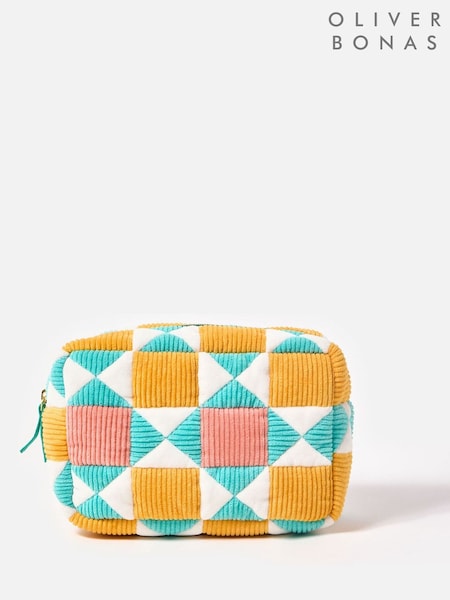 Oliver Bonas Yellow Patchwork Corduroy Wash Bag (W83597) | €40