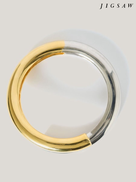 Jigsaw Gold Tone Mixed Metal Wrap Bangle (W83643) | €83