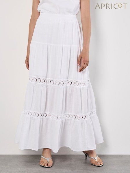 Apricot White Tiered Crochet Insert Skirt (W83668) | €60