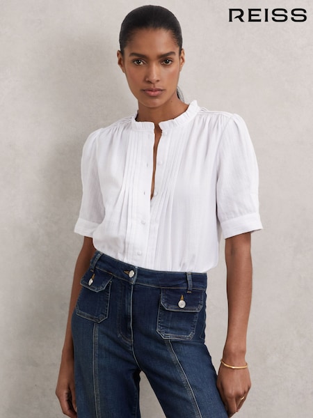 Reiss Aurelia Cotton Cheesecloth Pleated Top (W83699) | 122 €