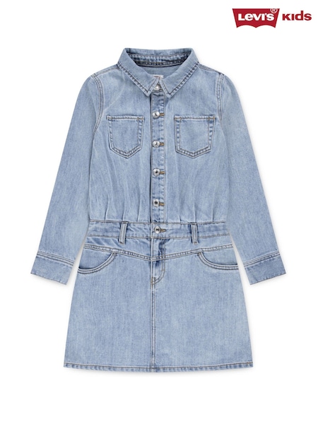 Levi's® Blue Long Sleeve Western Denim Dress With Logo (W83733) | 247 QAR - 272 QAR