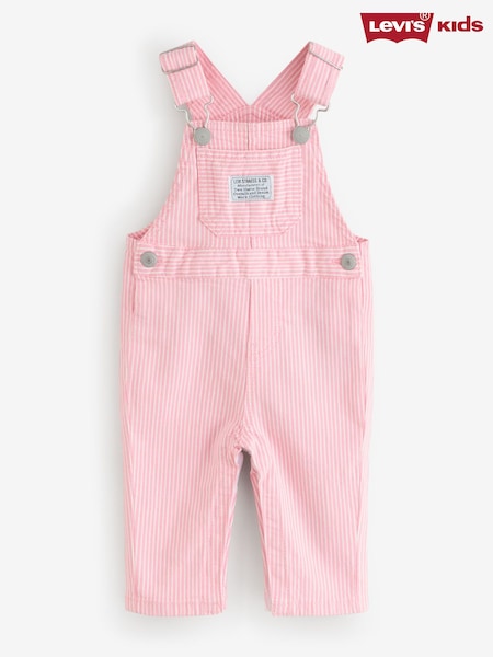 Levi's® Pink Baby Logo Pinstripe Dungarees (W83740) | AED233