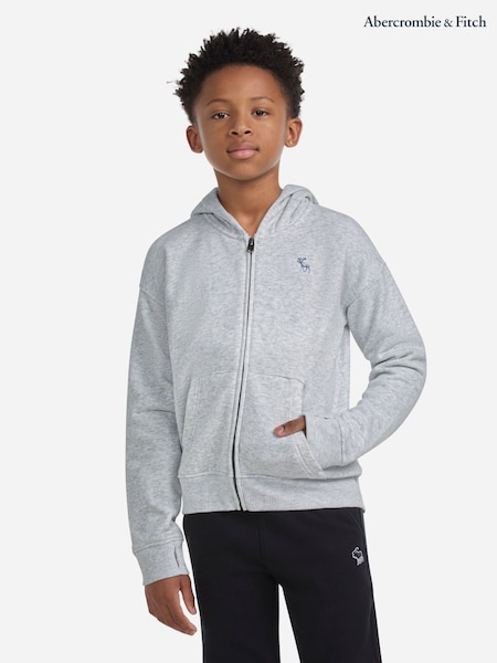 Abercrombie & Fitch Grey Zip Up Hoodie (W83756) | 173 QAR
