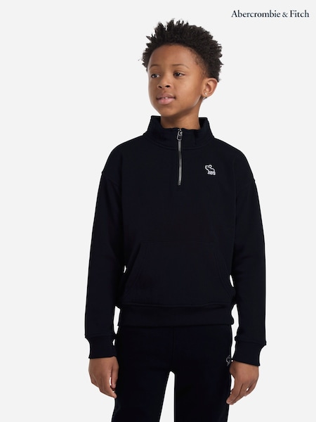 Abercrombie & Fitch Black Essentials Logo Quarter Zip Jumper (W83769) | €40