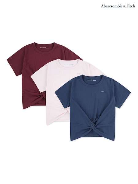 Abercrombie & Fitch Pink Tie Front Short Sleeve T-Shirts 3 Pack (W83778) | 272 QAR