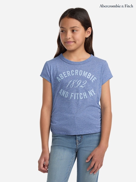 Abercrombie & Fitch Blue Logo Ruched T-Shirt (W83782) | 99 QAR