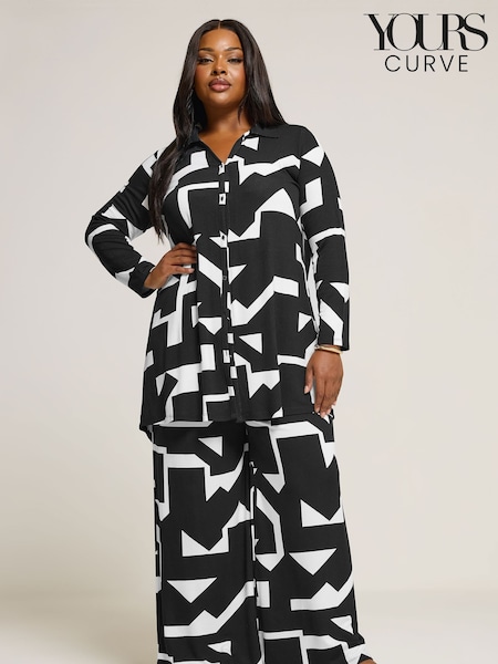 Yours Curve Black Abstract Print Shirt (W83805) | €36