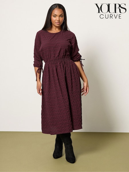 Vermelho - Yours Curve 3/4 Tie Sleeve Midaxi Dress (W83813) | R$ 365