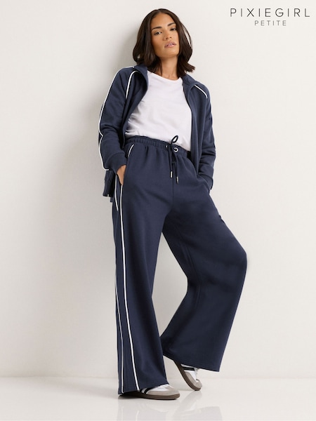 PixieGirl Petite Blue Contrast Piping Wide Leg Joggers (W83815) | €38