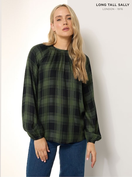 Long Tall Sally Check Balloon Sleeve Blouse (W83818) | R$ 295