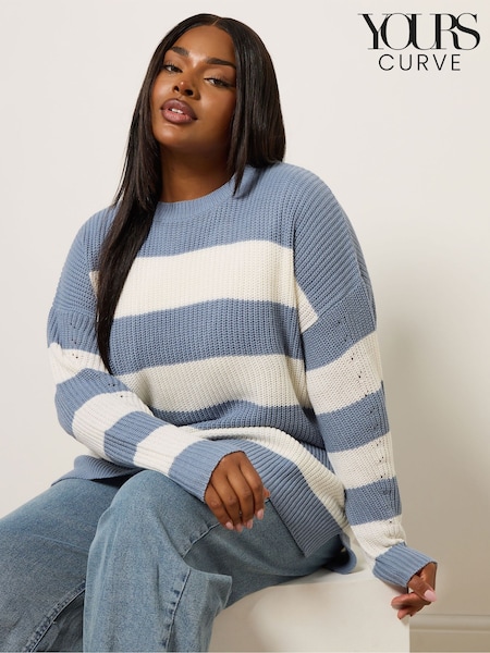Azul claro - Yours Curve Drop Shoulder Jumper (W83836) | R$ 265