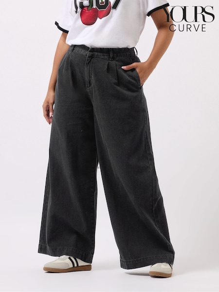 Yours Curve Black Wide Fit Wide Leg Formal Jeans (W83906) | €45