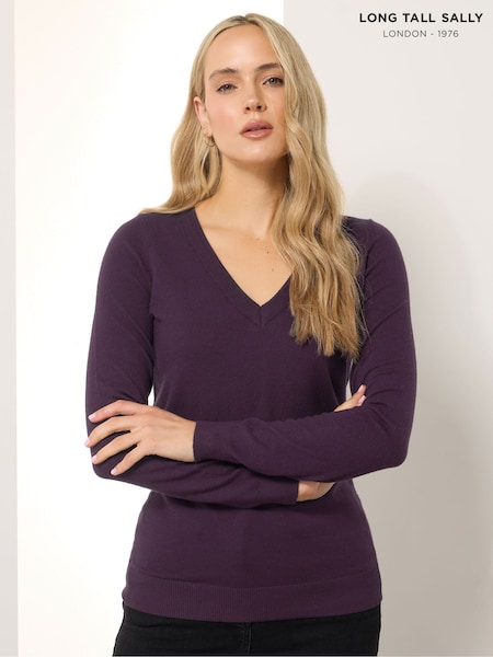 Long Tall Sally Purple V-Neck Jumper (W83910) | €36